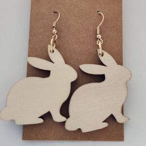Handmade Wooden Lightweight Rabbit Earrings